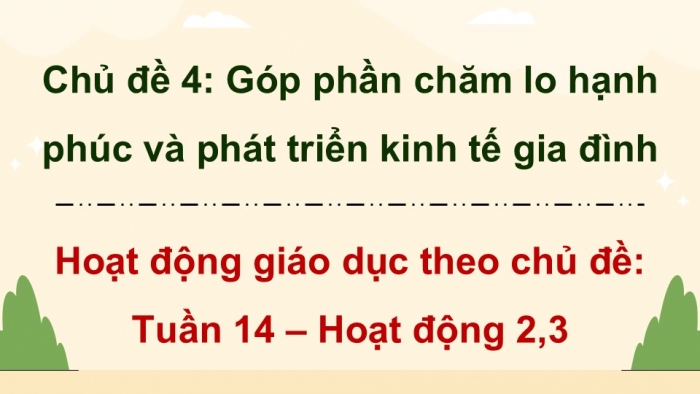 Giáo án điện tử Hoạt động trải nghiệm 9 chân trời bản 2 Chủ đề 4 Tuần 14