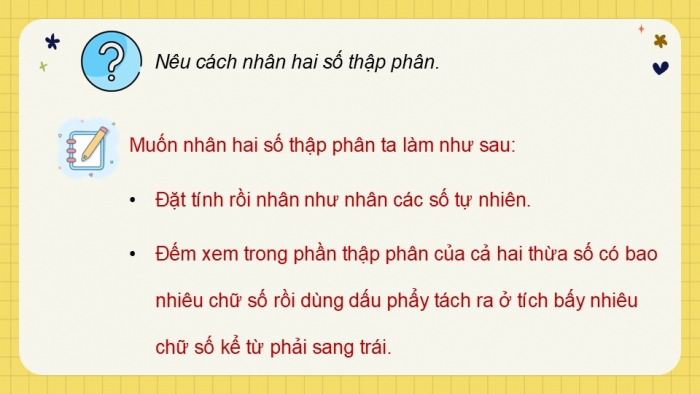 Giáo án PPT dạy thêm Toán 5 Chân trời bài 32: Nhân hai số thập phân