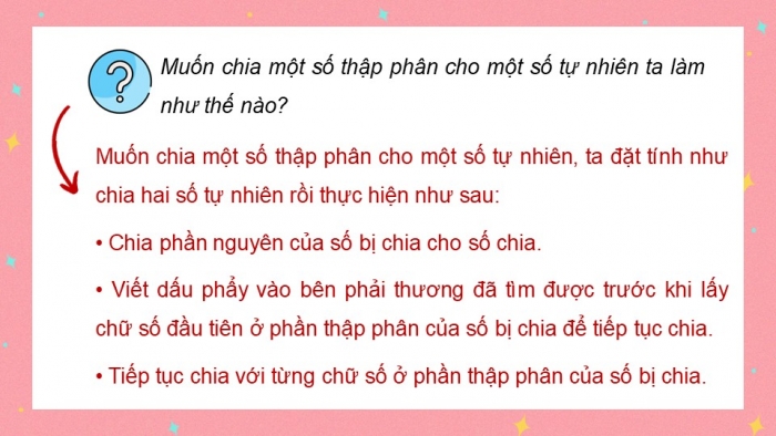 Giáo án PPT dạy thêm Toán 5 Chân trời bài 35: Chia một số thập phân cho một số tự nhiên