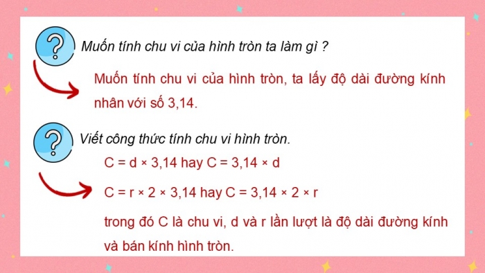 Giáo án PPT dạy thêm Toán 5 Chân trời bài 48: Chu vi hình tròn