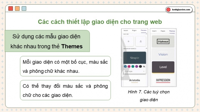 Giáo án điện tử Tin học ứng dụng 12 chân trời Bài E1: Tạo trang web, thiết lập giao diện và xem trước trang web (P2)