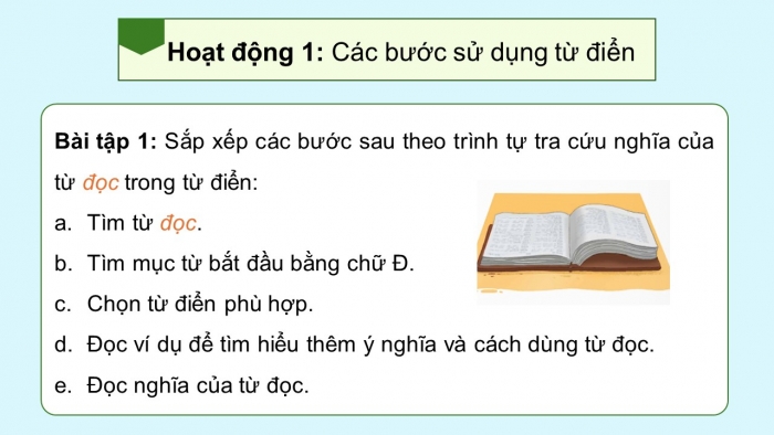 Giáo án điện tử Tiếng Việt 5 kết nối Bài 17: Sử dụng từ điển