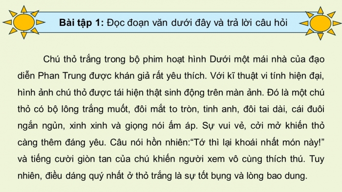 Giáo án điện tử Tiếng Việt 5 kết nối Bài 29: Tìm hiểu cách viết đoạn văn giới thiệu nhân vật phong một bộ phim hoạt hình