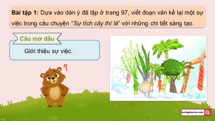 Giáo án điện tử Tiếng Việt 5 chân trời Bài 4: Viết đoạn văn cho bài văn kể chuyện sáng tạo