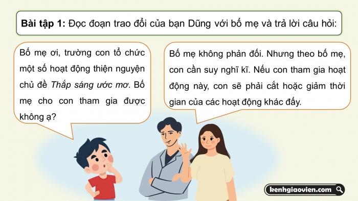 Giáo án điện tử Tiếng Việt 5 chân trời Bài 2: Trao đổi ý kiến với người thân Chung tay vì cộng đồng