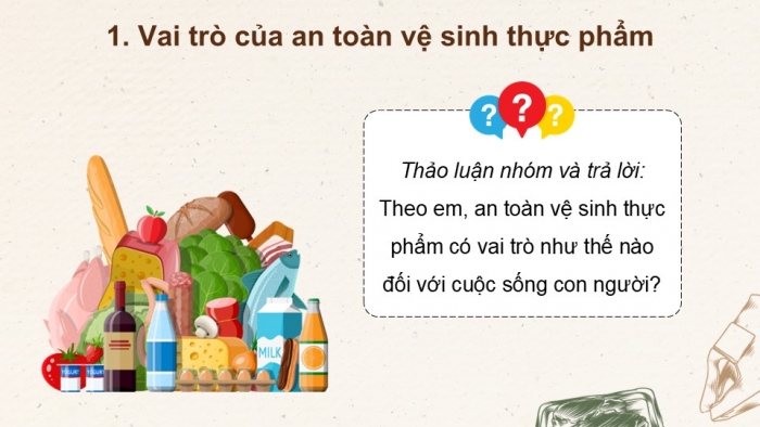 Giáo án điện tử Công nghệ 9 Chế biến thực phẩm Kết nối Bài 4: An toàn lao động và an toàn vệ sinh thực phẩm (P2)