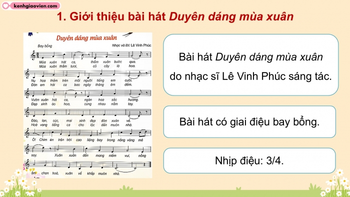 Giáo án điện tử Âm nhạc 5 kết nối Tiết 13: Hát Duyên dáng mùa xuân