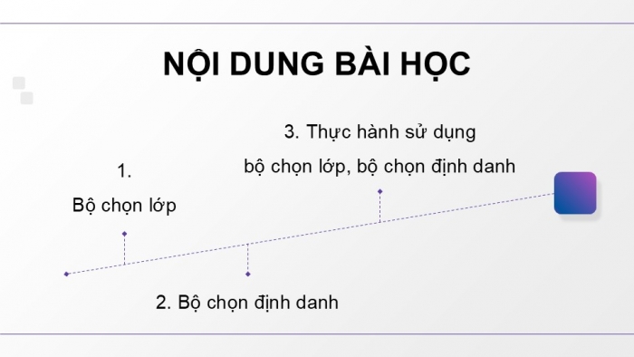 Giáo án điện tử Tin học ứng dụng 12 cánh diều Bài 10: Bộ chọn lớp, bộ chọn định danh