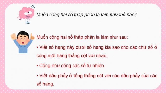 Giáo án PPT dạy thêm Toán 5 Chân trời bài 28: Cộng hai số thập phân