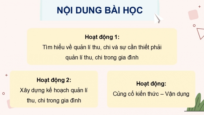 Giáo án điện tử Kinh tế pháp luật 12 kết nối Bài 7: Quản lí thu, chi trong gia đình