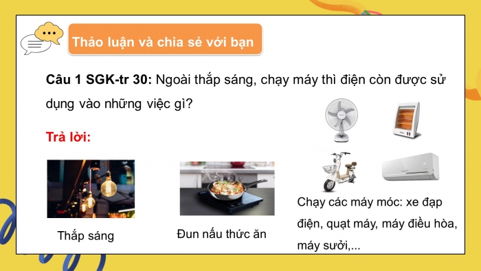 Giáo án điện tử Khoa học 5 kết nối Bài 8: Sử dụng năng lượng điện