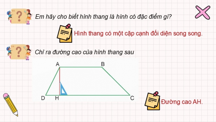 Giáo án PPT dạy thêm Toán 5 Chân trời bài 45: Hình thang