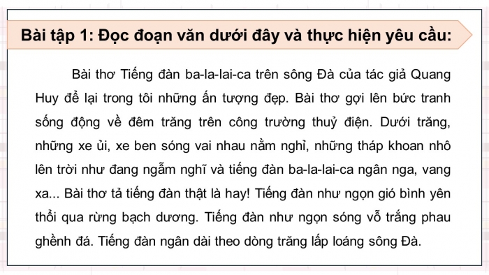 Giáo án điện tử Tiếng Việt 5 kết nối Bài 25: Tìm hiểu cách viết đoạn văn thể hiện tình cảm, cảm xúc về một bài thơ