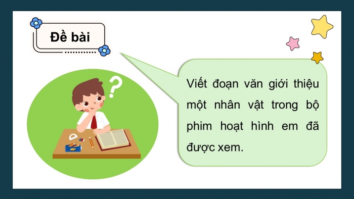 Giáo án điện tử Tiếng Việt 5 kết nối Bài 30: Tìm ý cho đoạn văn giới thiệu nhân vật trong một bộ phim hoạt hình