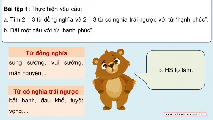 Giáo án điện tử Tiếng Việt 5 chân trời Bài 8: Mở rộng vốn từ Hạnh phúc