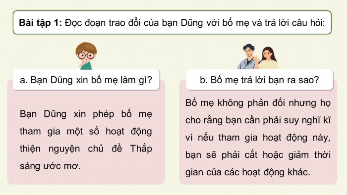 Giáo án điện tử Tiếng Việt 5 chân trời Bài 2: Trao đổi ý kiến với người thân Chung tay vì cộng đồng