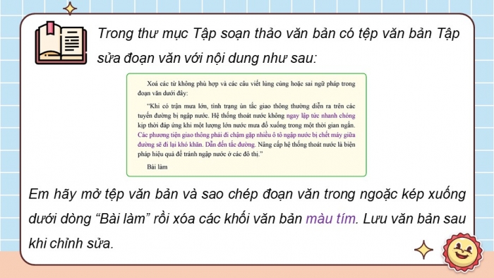 Giáo án điện tử Tin học 5 cánh diều Chủ đề E Bài 2: Thực hành xóa và di chuyển khối văn bản