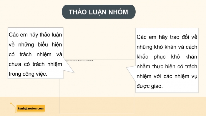 Giáo án điện tử Hoạt động trải nghiệm 9 cánh diều Chủ đề 4 - Hoạt động giáo dục 1: Trách nhiệm trong công việc