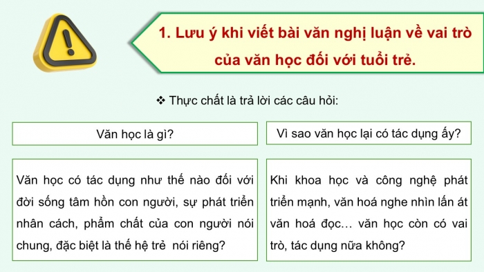 Giáo án PPT dạy thêm Ngữ văn 12 Cánh diều bài 5: Viết bài nghị luận về vai trò của văn học đối với tuổi trẻ