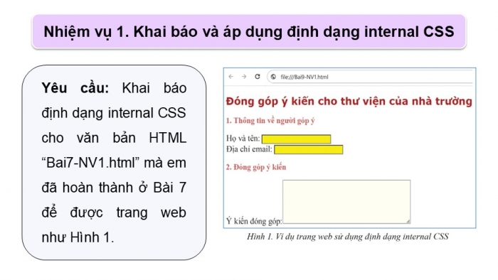 Giáo án điện tử Tin học ứng dụng 12 cánh diều Bài 9: Thực hành định dạng một số thuộc tính CSS