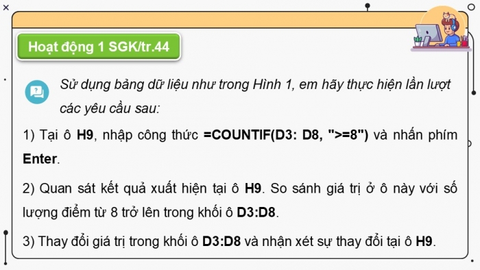 Giáo án điện tử Tin học 9 cánh diều Chủ đề E3 Bài 4: Một số hàm thống kê có điều kiện