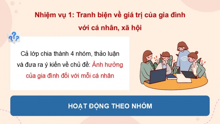 Giáo án điện tử Hoạt động trải nghiệm 12 cánh diều Chủ đề 4: Tổ chức cuộc sống gia đình (P2)