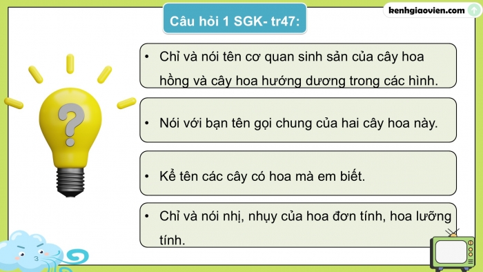 Giáo án điện tử Khoa học 5 chân trời Bài 13: Sự sinh sản của thực vật có hoa