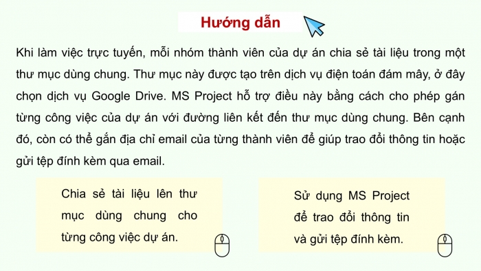 Giáo án điện tử chuyên đề Tin học ứng dụng 12 cánh diều Bài 3: Chia sẻ dữ liệu, trao đổi thông tin và chuẩn bị báo cáo cho dự án