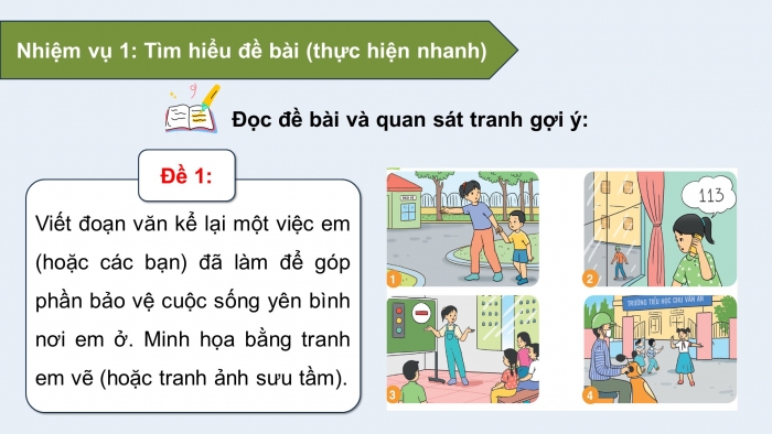 Giáo án điện tử Tiếng Việt 5 cánh diều Bài 9: Chung tay vì cuộc sống yên bình; Sang đường