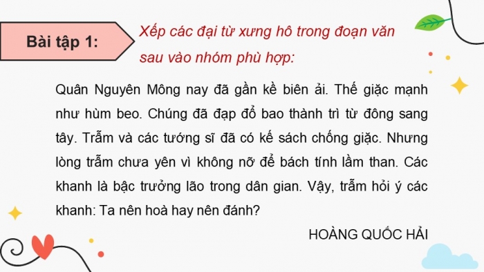 Giáo án điện tử Tiếng Việt 5 cánh diều Bài 7: Luyện tập về đại từ