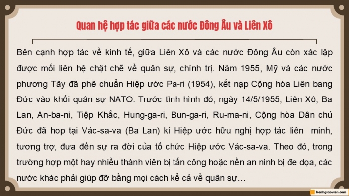 Giáo án điện tử Lịch sử 9 kết nối Bài 10: Liên Xô và Đông Âu từ năm 1945 đến năm 1991 (P2)