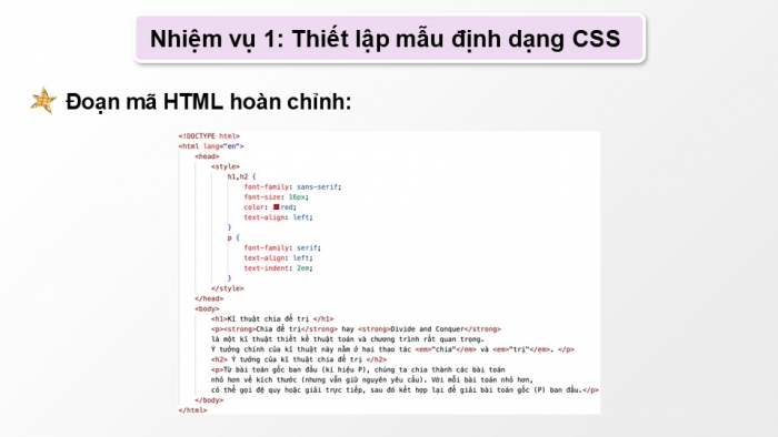 Giáo án điện tử Tin học ứng dụng 12 kết nối Bài 14: Định dạng văn bản bằng CSS (P2)