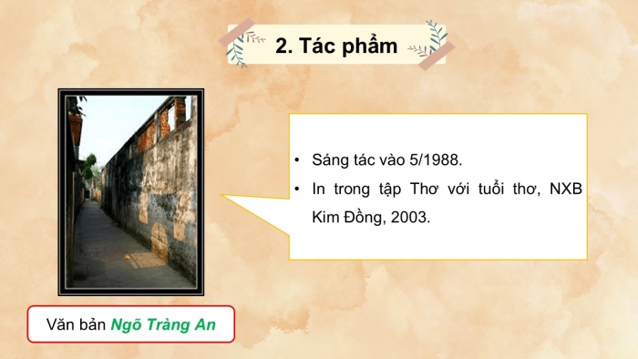 Giáo án điện tử Ngữ văn 12 chân trời Bài 4: Ngõ Tràng An (Vân Long)