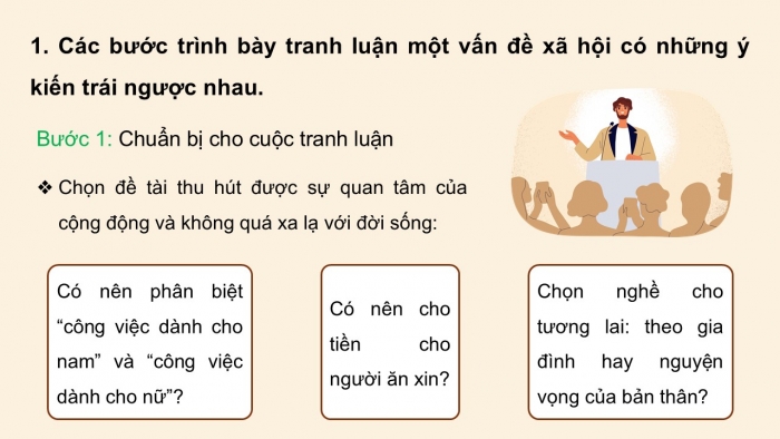 Giáo án điện tử Ngữ văn 12 chân trời Bài 5: Tranh luận một vấn đề xã hội có những ý kiến trái ngược nhau