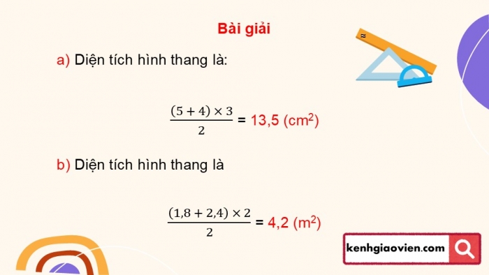 Giáo án PPT dạy thêm Toán 5 Chân trời bài 46: Diện tích hình thang