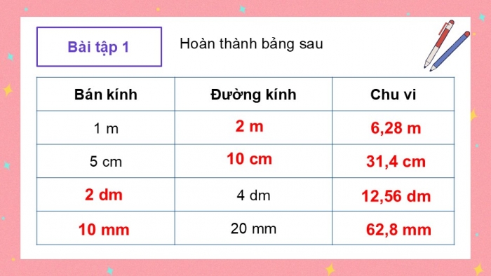 Giáo án PPT dạy thêm Toán 5 Chân trời bài 48: Chu vi hình tròn