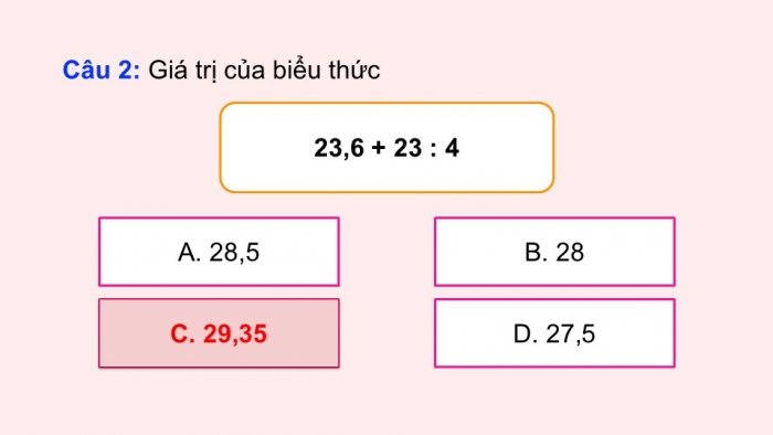 Giáo án PPT dạy thêm Toán 5 Chân trời bài 53: Ôn tập các phép tính với số thập phân (P2)