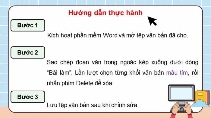 Giáo án điện tử Tin học 5 cánh diều Chủ đề E Bài 2: Thực hành xóa và di chuyển khối văn bản