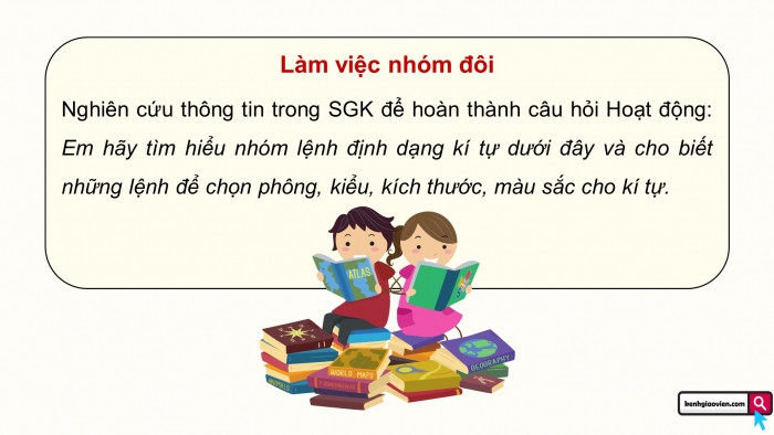 Giáo án điện tử Tin học 5 cánh diều Chủ đề E Bài 4: Định dạng kí tự