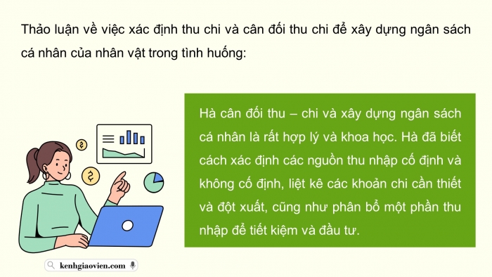 Giáo án điện tử Hoạt động trải nghiệm 9 cánh diều Chủ đề 4 - Hoạt động giáo dục 2: Xây dựng ngân sách cá nhân