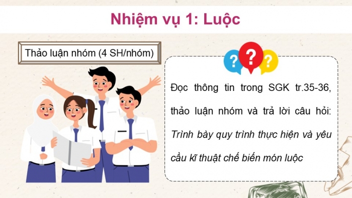 Giáo án điện tử Công nghệ 9 Chế biến thực phẩm Cánh diều Bài 7: Chế biến thực phẩm có sử dụng nhiệt