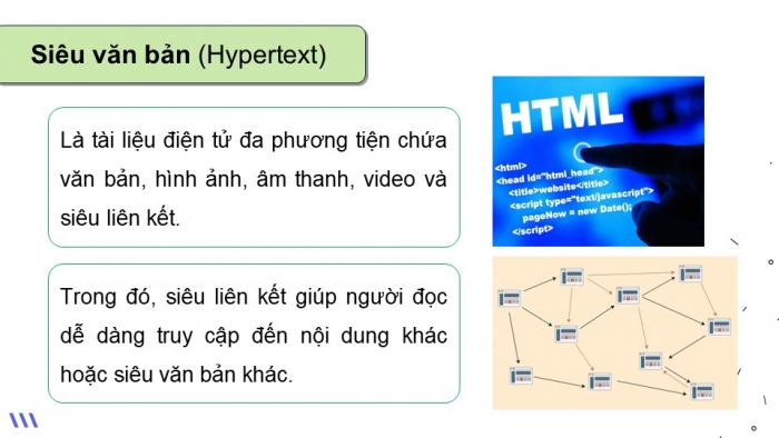 Giáo án điện tử Khoa học máy tính 12 chân trời Bài F1: HTML và trang web