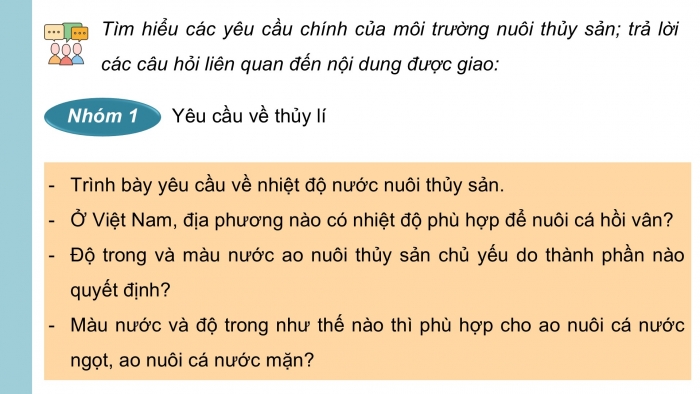 Giáo án điện tử Công nghệ 12 Lâm nghiệp Thủy sản Cánh diều Bài 11: Một số chỉ tiêu cơ bản của môi trường nuôi thuỷ sản