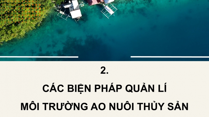 Giáo án điện tử Công nghệ 12 Lâm nghiệp Thủy sản Cánh diều Bài 12: Quản lí môi trường nuôi thuỷ sản