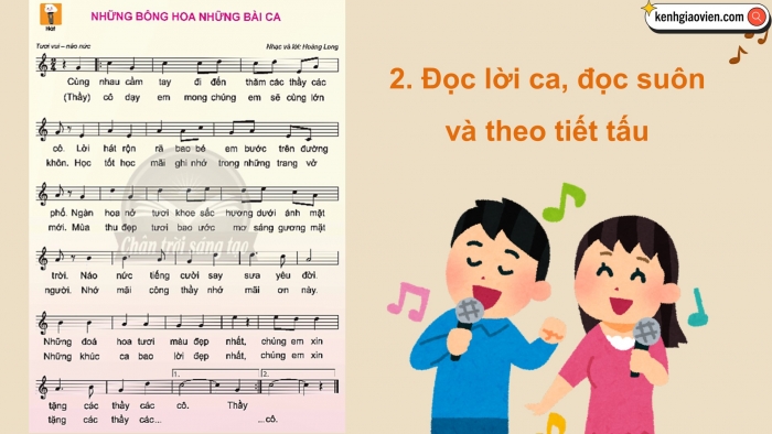 Giáo án điện tử Âm nhạc 5 chân trời Tiết 3: Ôn tập hát những bông hoa những bài ca. Lí thuyết âm nhạc trọng âm và phách