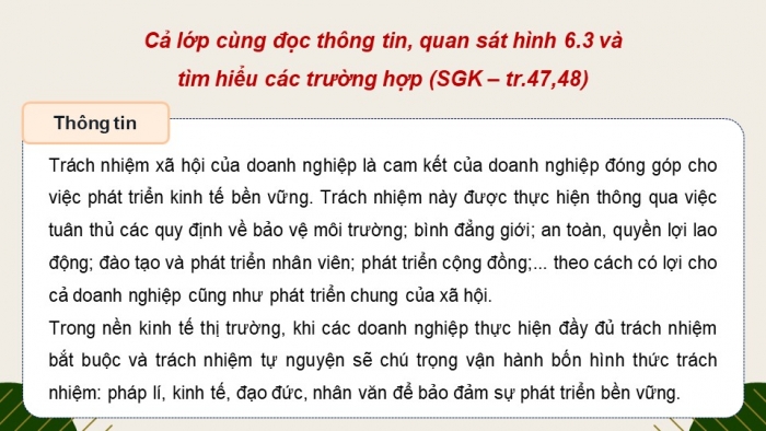 Giáo án điện tử Kinh tế pháp luật 12 chân trời Bài 6: Trách nhiệm xã hội của doanh nghiệp