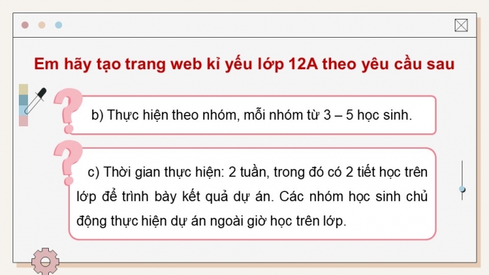 Giáo án điện tử Khoa học máy tính 12 chân trời Bài F6: Dự án tạo trang web