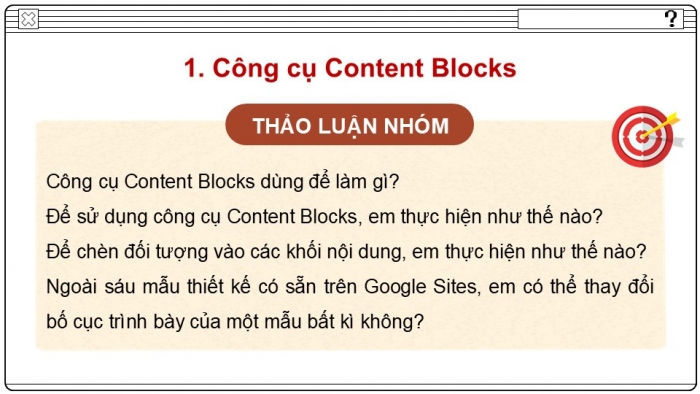 Giáo án điện tử Tin học ứng dụng 12 chân trời Bài E4: Sử dụng Content Blocks, Button, Divider