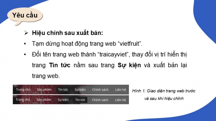 Giáo án điện tử Tin học ứng dụng 12 chân trời Bài E8: Hoàn thiện và xuất bản trang web