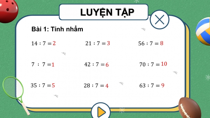 Giáo án điện tử Toán 3 cánh diều bài Bảng chia 7